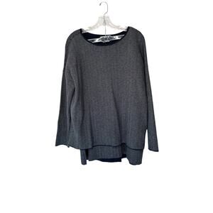 J. Jill Navy Gray Chevron Print Office Work Career Sweater Knit Set Large and XL